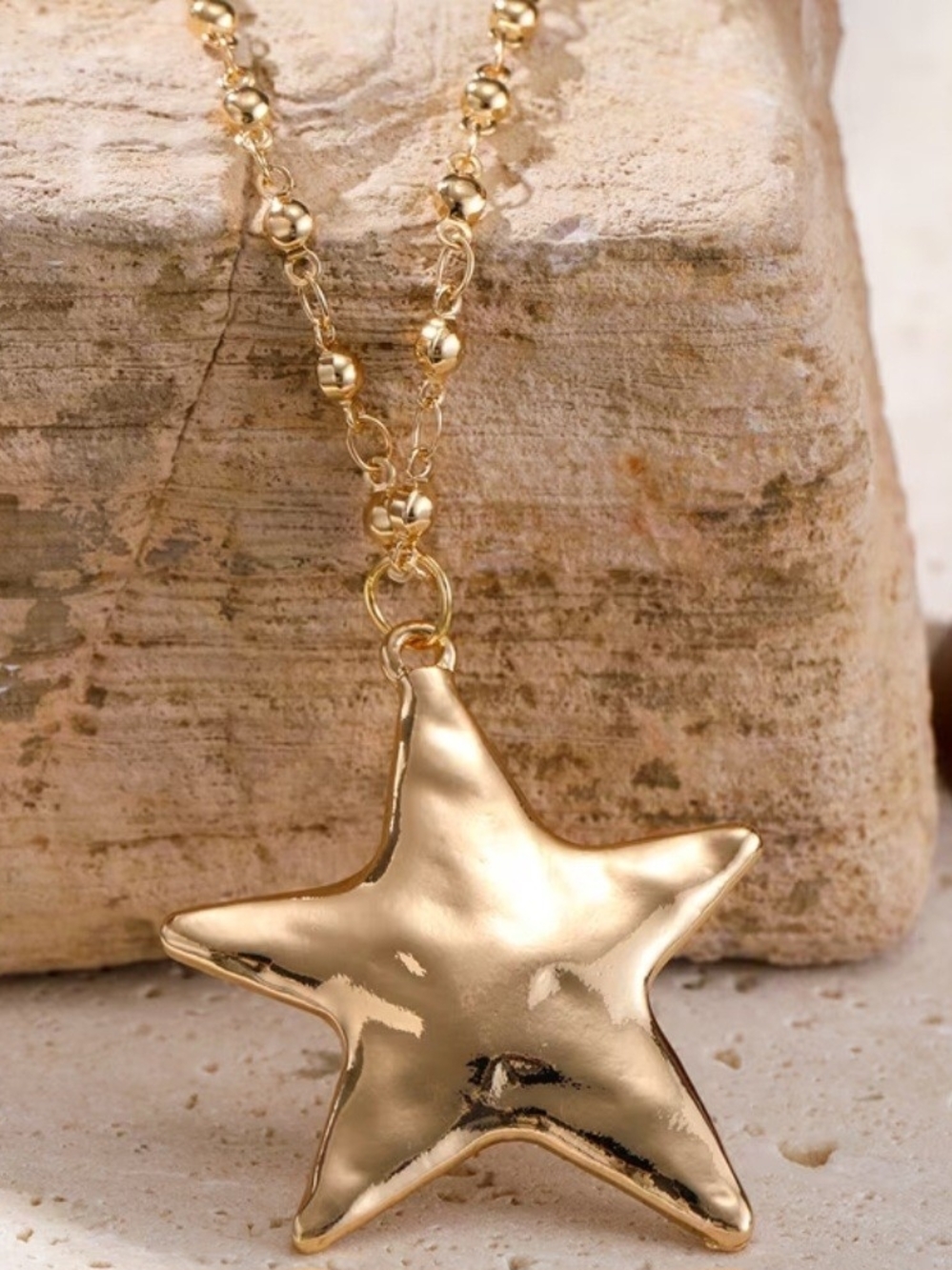 Gold Star Pendant Necklace & Stud Earrings  Women's Jewelry Bohemian Style